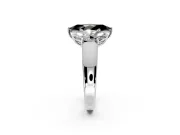 3 Stone Engagement Ring Setting for Fancy Black Marquise Center with Raised Basket Heads and Prong Head in Sterling Silver