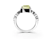 Vintage Station Engagement Ring Setting for Fancy Yellow Asscher Cut Center with Accents and Prong Head in Platinum