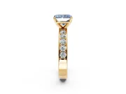 Solitaire Engagement Ring Setting for Fancy Blue Radiant Cut Center with Channel-Set Accents and Prong Head in Yellow Gold