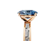 Solitaire Engagement Ring Setting for Fancy Blue Oval Center with Channel Baguette Band and Prong Head in Rose Gold