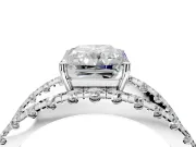 Solitaire Engagement Ring Setting for Radiant Cut Center with Wide-Open Split Shank and Prong Head in Sterling Silver