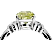 Solitaire Engagement Ring Setting for Fancy Yellow Cushion Cut Center with Grooved Bar Accent Band and Prong Head in White Gold