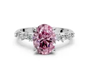 Solitaire Engagement Ring Setting for Fancy Pink Oval Center with Trailing Leaf Accent Band and Prong Head in Platinum