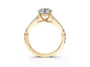 Solitaire Engagement Ring Setting for Round Cut Center with Pave Split Shank and Prong Head in Yellow Gold