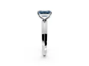 Solitaire Engagement Ring Setting for Fancy Blue Emerald Cut Center with Wide Knife Ridge Band and Prong Head in Platinum