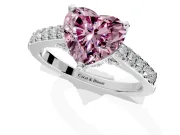 Solitaire Engagement Ring Setting for Fancy Pink Heart-Shaped Center with Crossover Accents and Prong Head in Platinum