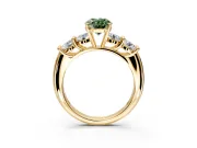 5 Stone Engagement Ring Setting for Fancy Green Oval Center with Graduated Accents and Prong Head in Yellow Gold