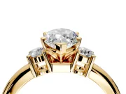 3 Stone Engagement Ring Setting for Marquise Center with Wide Plain Band and Prong Head in Yellow Gold