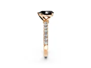 Open Basket Engagement Ring Setting for Fancy Black Pear-Shaped Center with Pave Band and Prong Head in Rose Gold