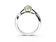 Solitaire Engagement Ring Setting for Fancy Yellow Pear-Shaped Center with Plain Bypass Twist Band and Prong Head in White Gold