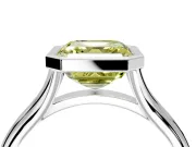Solitaire Engagement Ring Setting for Fancy Yellow Asscher Cut Center with V Split Shank and Bezel Head in Platinum