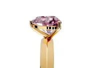 Solitaire Engagement Ring Setting for Fancy Pink Heart-Shaped Center with Wide Knife Ridge Band and Prong Head in Yellow Gold