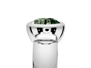 Solitaire Engagement Ring Setting for Fancy Green Round Cut Center with Wide Band and Bezel Head in Sterling Silver