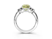 Cluster Engagement Ring Setting for Fancy Yellow Princess Cut Center with Bezel Accent Clusters and Prong Head in Sterling Silver