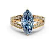 Split Shank Engagement Ring Setting for Fancy Blue Marquise Center with Pave Split Shank and Prong Head in Yellow Gold