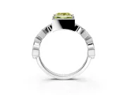 Milgrain Bezel Engagement Ring Setting for Fancy Yellow Princess Cut Center with Marquise Stations and Bezel Head in Sterling Silver