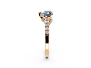 Solitaire Engagement Ring Setting for Fancy Blue Heart-Shaped Center with Crossover Accents and Prong Head in Rose Gold
