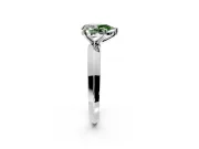 Solitaire Engagement Ring Setting for Fancy Green Pear-Shaped Center with Wide Knife Ridge Band and Prong Head in Sterling Silver