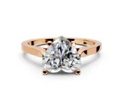Solitaire Engagement Ring Setting for Heart-Shaped Center with Tapered Shoulders and Prong Head in Rose Gold
