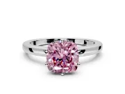 Solitaire Engagement Ring Setting for Fancy Pink Cushion Cut Center with Plain Band and Tulip Prong Head in Platinum