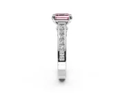 Solitaire Engagement Ring Setting for Fancy Pink Asscher Cut Center with Channel Band and Double Claw Prong Head in Sterling Silver