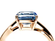 Solitaire Engagement Ring Setting for Fancy Blue Asscher Cut Center with Plain Bypass Twist Band and Prong Head in Rose Gold