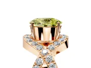 Halo Engagement Ring Setting for Fancy Yellow Oval Center with Pave Infinity Twist Band and Prong Head in Rose Gold