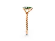 Solitaire Engagement Ring Setting for Fancy Green Pear-Shaped Center with Plain Twisted Rope Band and Prong Head in Rose Gold