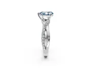 Crossover Engagement Ring Setting for Fancy Blue Pear-Shaped Center with Pave and Plain Strands and Prong Head in Sterling Silver