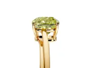 Solitaire Engagement Ring Setting for Fancy Yellow Cushion Cut Center with Plain Bypass Twist Band and Prong Head in Yellow Gold