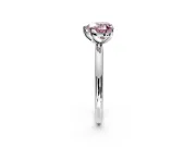 Low-Set Solitaire Engagement Ring Setting for Fancy Pink Heart-Shaped Center with Thin Plain Band and Prong Head in Platinum