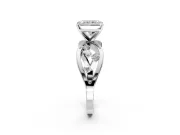 Solitaire Engagement Ring Setting for Radiant Cut Center with Criss-Cross Accent Band and Prong Head in Sterling Silver