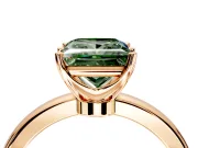 Solitaire Engagement Ring Setting for Fancy Green Princess Cut Center with Plain Band and Tulip Prong Head in Rose Gold