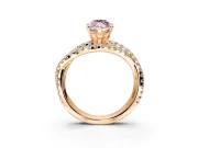 Solitaire Engagement Ring Setting for Fancy Pink Marquise Center with Woven 3-Strand Pave Band and Prong Head in Rose Gold