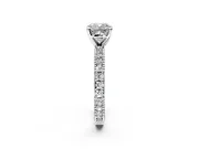 Solitaire Engagement Ring Setting for Cushion Cut Center with Milgrain-Edged Pave Band and Prong Head in Sterling Silver