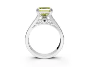 Solitaire Engagement Ring Setting for Fancy Yellow Asscher Cut Center with Channel Band and Double Claw Prong Head in Sterling Silver