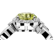 Halo Engagement Ring Setting for Fancy Yellow Round Cut Center with Floral Band and Prong Head in Platinum