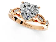 Solitaire Engagement Ring Setting for Heart-Shaped Center with Marquise and Bezel Accents and Prong Head in Rose Gold