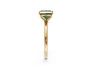 Solitaire Engagement Ring Setting for Fancy Green Princess Cut Center with Straight Thin Band and Prong Head in Yellow Gold
