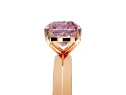 Solitaire Engagement Ring Setting for Fancy Pink Cushion Cut Center with Wide Knife Ridge Band and Prong Head in Rose Gold