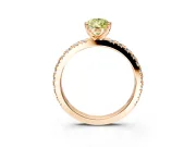 Solitaire Engagement Ring Setting for Fancy Yellow Pear-Shaped Center with Fine Pave Band and Claw Prong Head in Rose Gold