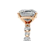 Solitaire Engagement Ring Setting for Asscher Cut Center with Alternating Size Accents and Prong Head in Rose Gold