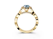 Halo Engagement Ring Setting for Fancy Blue Oval Center with Twist Band and Prong Head in Yellow Gold