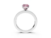 Solitaire Engagement Ring Setting for Fancy Pink Cushion Cut Center with Channel Baguette Band and Prong Head in Sterling Silver