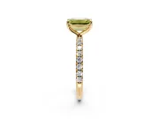 Solitaire Engagement Ring Setting for Fancy Yellow Emerald Cut Center with Micro Pave Band and Prong Head in Yellow Gold