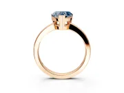 Solitaire Engagement Ring Setting for Fancy Blue Heart-Shaped Center with Plain Band and Flat Tab Prong Head in Rose Gold
