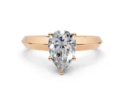 Solitaire Engagement Ring Setting for Pear-Shaped Center with Wide Knife Ridge Band and Prong Head in Rose Gold