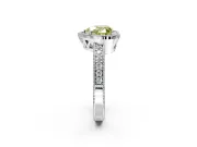 Milgrain Halo Engagement Ring Setting for Fancy Yellow Heart-Shaped Center with Wide Pave Band and Prong Head in Platinum
