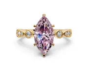 Solitaire Engagement Ring Setting for Fancy Pink Marquise Center with Milgrain Bezel Accents and Prong Head in Yellow Gold