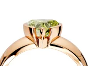 Tension Engagement Ring Setting for Fancy Yellow Heart-Shaped Center with Wide Flat Band and Tension Head in Rose Gold
